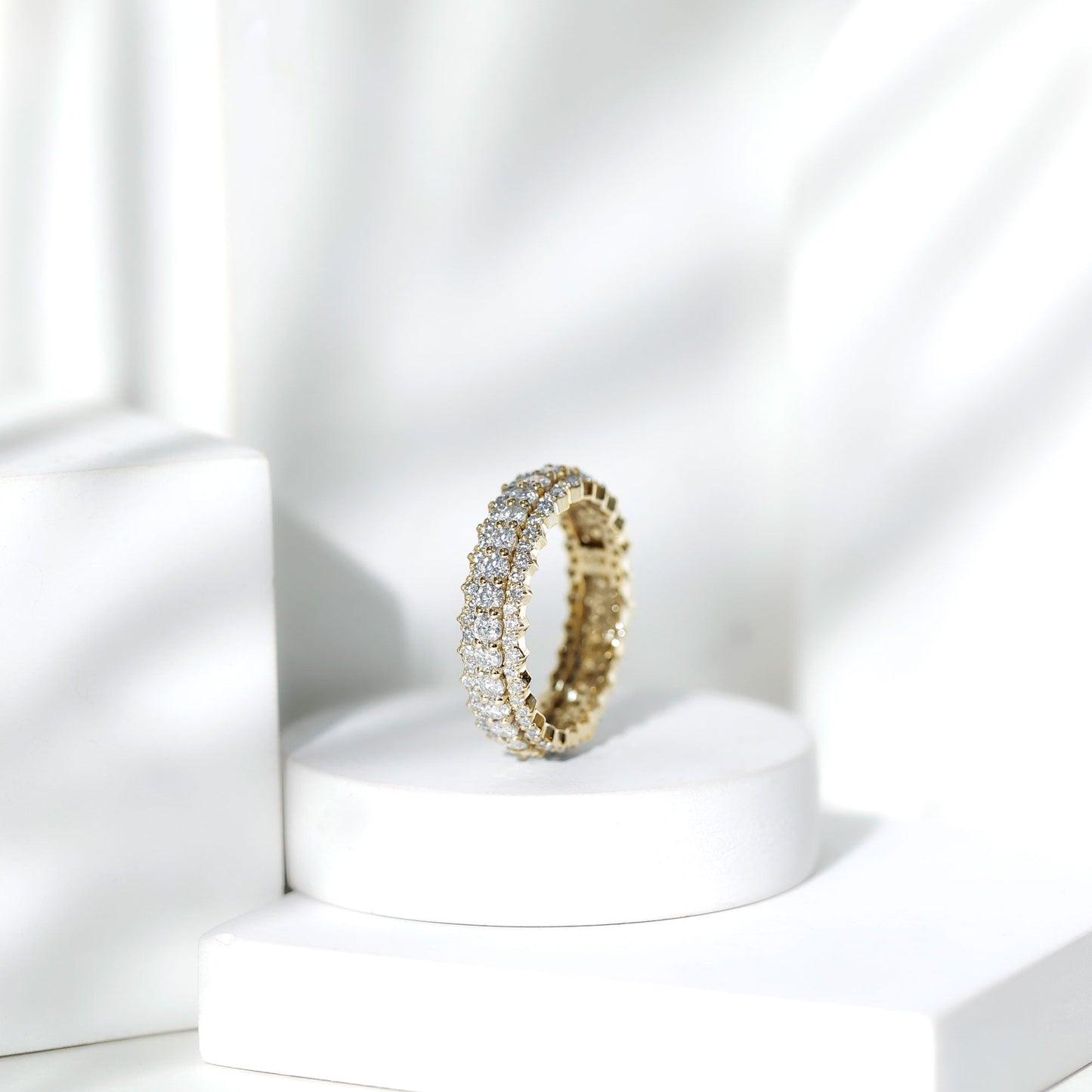 Certified Round Cut Moissanite Eternity Ring For Wedding