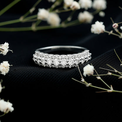 Classic Moissanite Half Eternity Wedding Band Ring