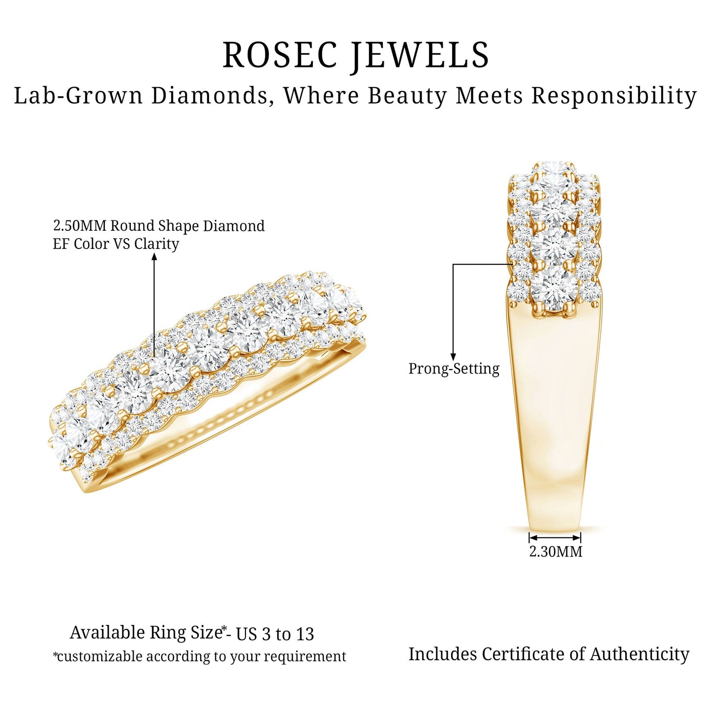 Classic Moissanite Half Eternity Wedding Band Ring