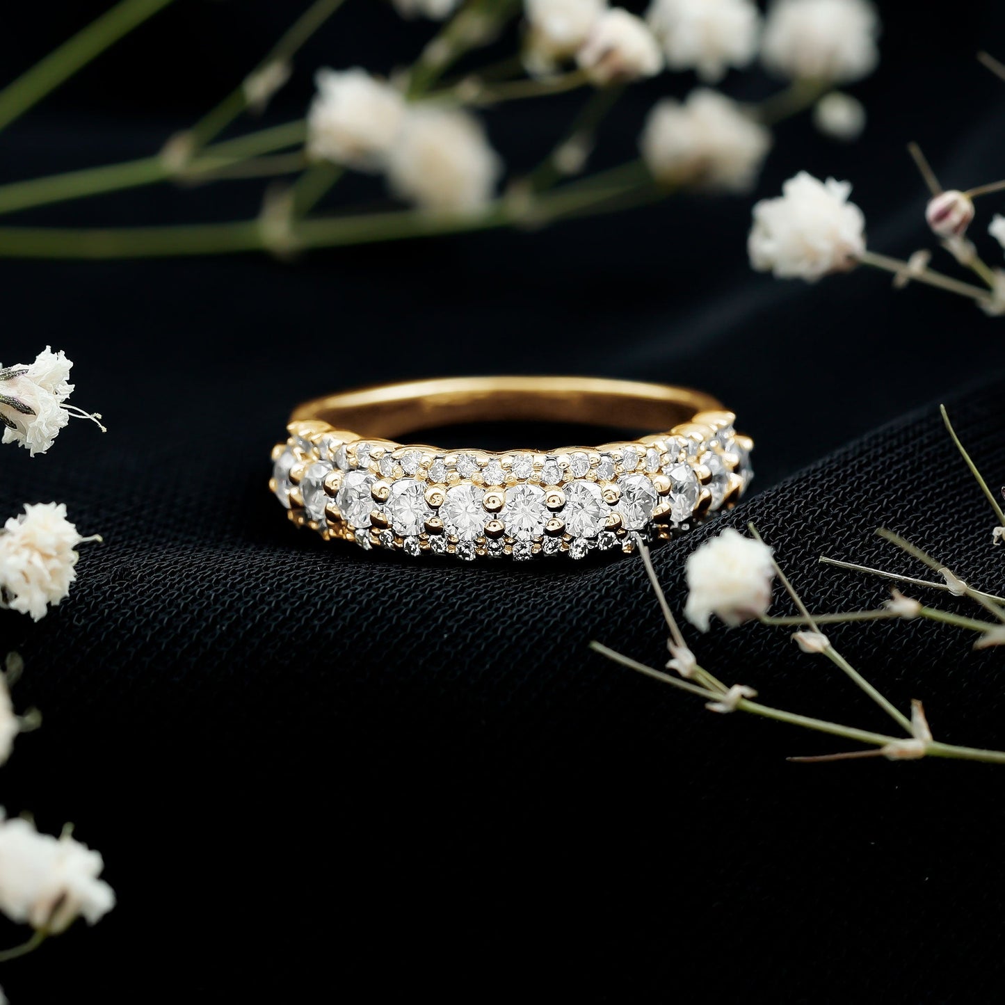 Classic Moissanite Half Eternity Wedding Band Ring