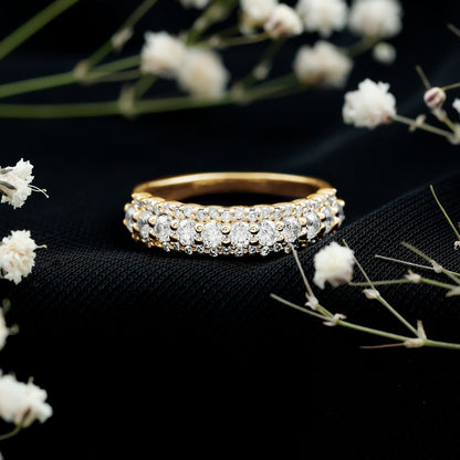 Classic Moissanite Half Eternity Wedding Band Ring