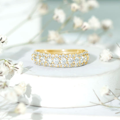 Classic Moissanite Half Eternity Wedding Band Ring