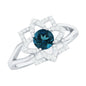 Flower Inspired London Blue Topaz and Diamond Engagement Ring