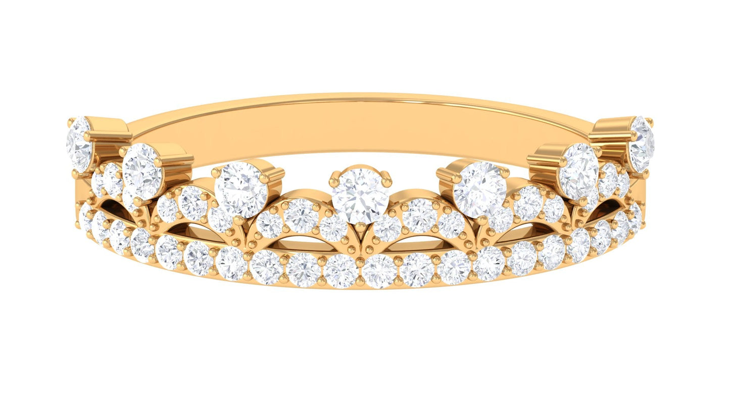 Natural Diamond Half Eternity Ring in Crown Style