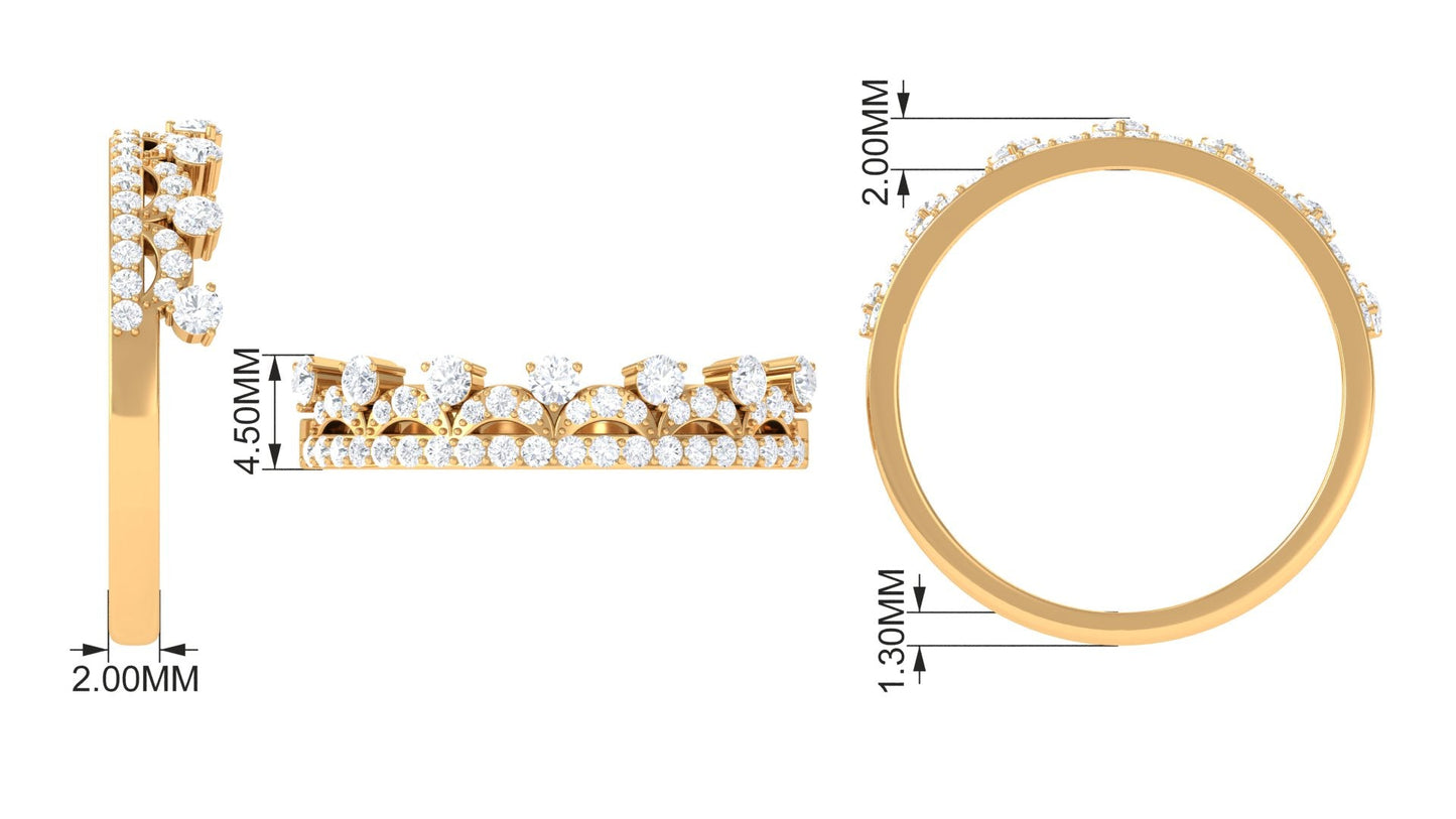 Natural Diamond Half Eternity Ring in Crown Style