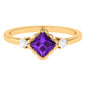 Designer 1.2 Carat Princess Cut Amethyst Engagement Ring with Diamond