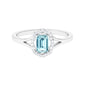 Emerald Cut Aquamarine Engagement Ring with Diamond Floral Halo