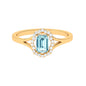 Emerald Cut Aquamarine Engagement Ring with Diamond Floral Halo