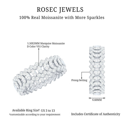 Certified Wide Moissanite Designer Wedding Band