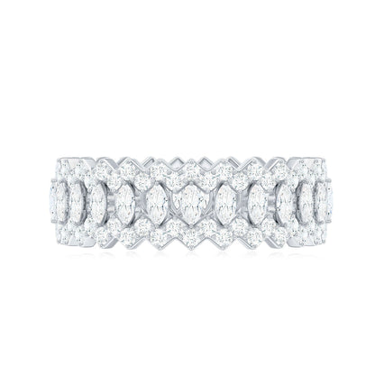 Certified Wide Moissanite Designer Wedding Band