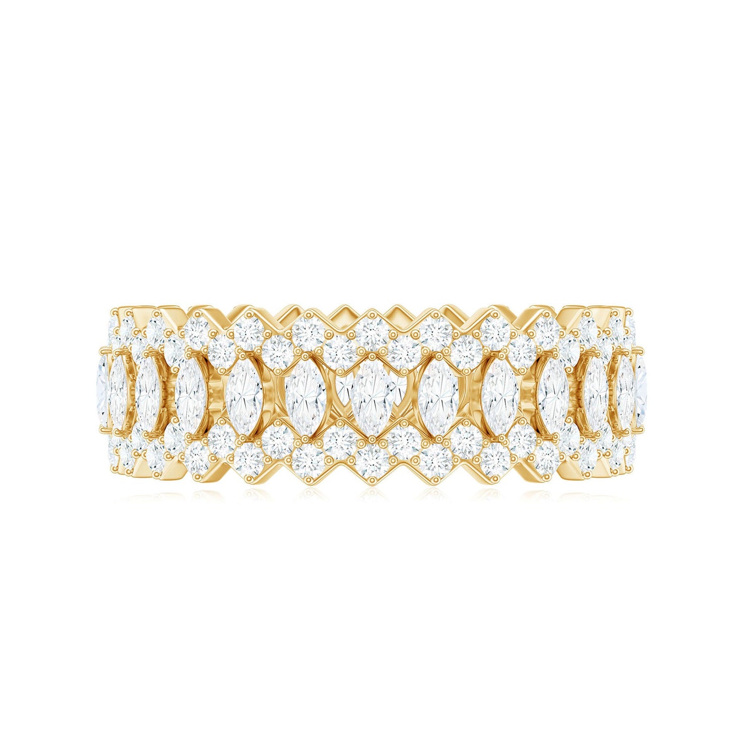 Certified Wide Moissanite Designer Wedding Band