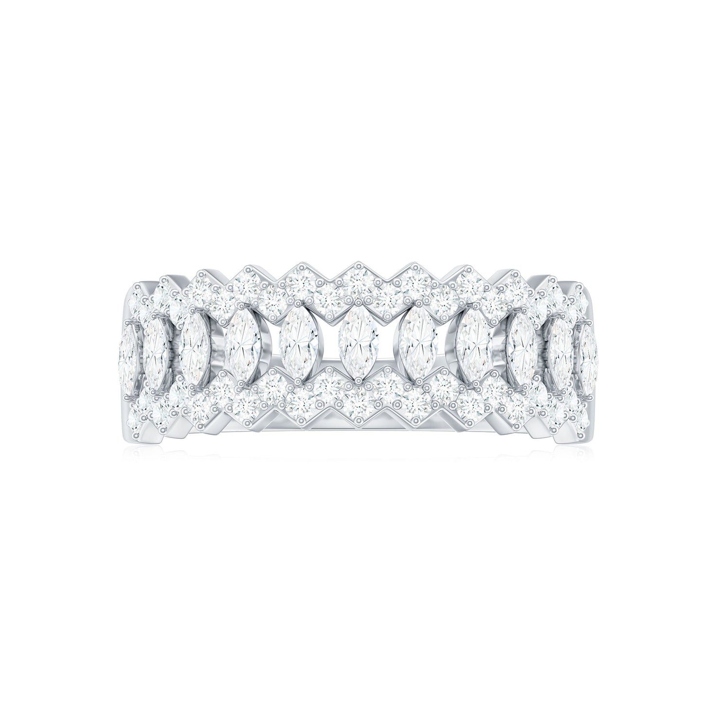 Certified Moissanite Designer Half Eternity Band Ring