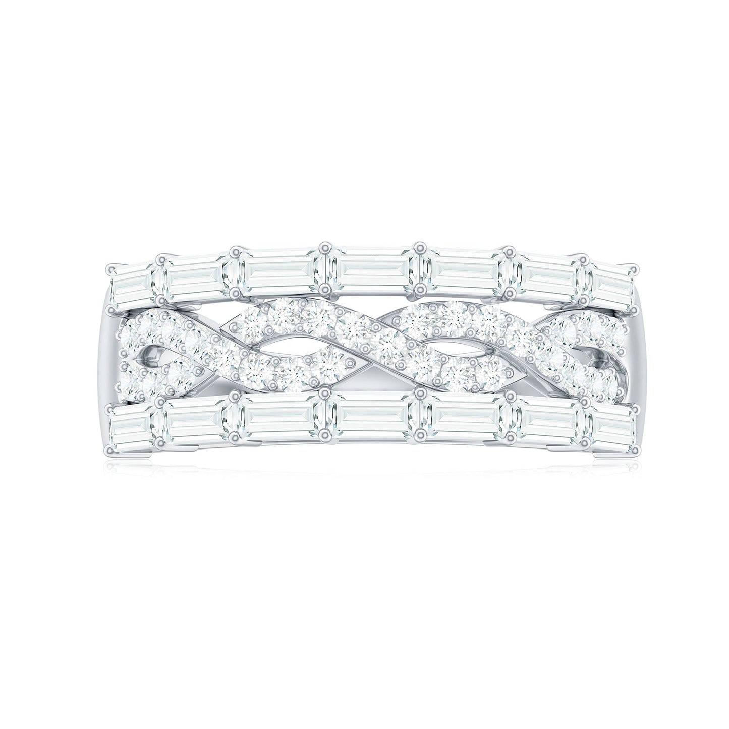 Infinity Style Moissanite Half Eternity Band Ring