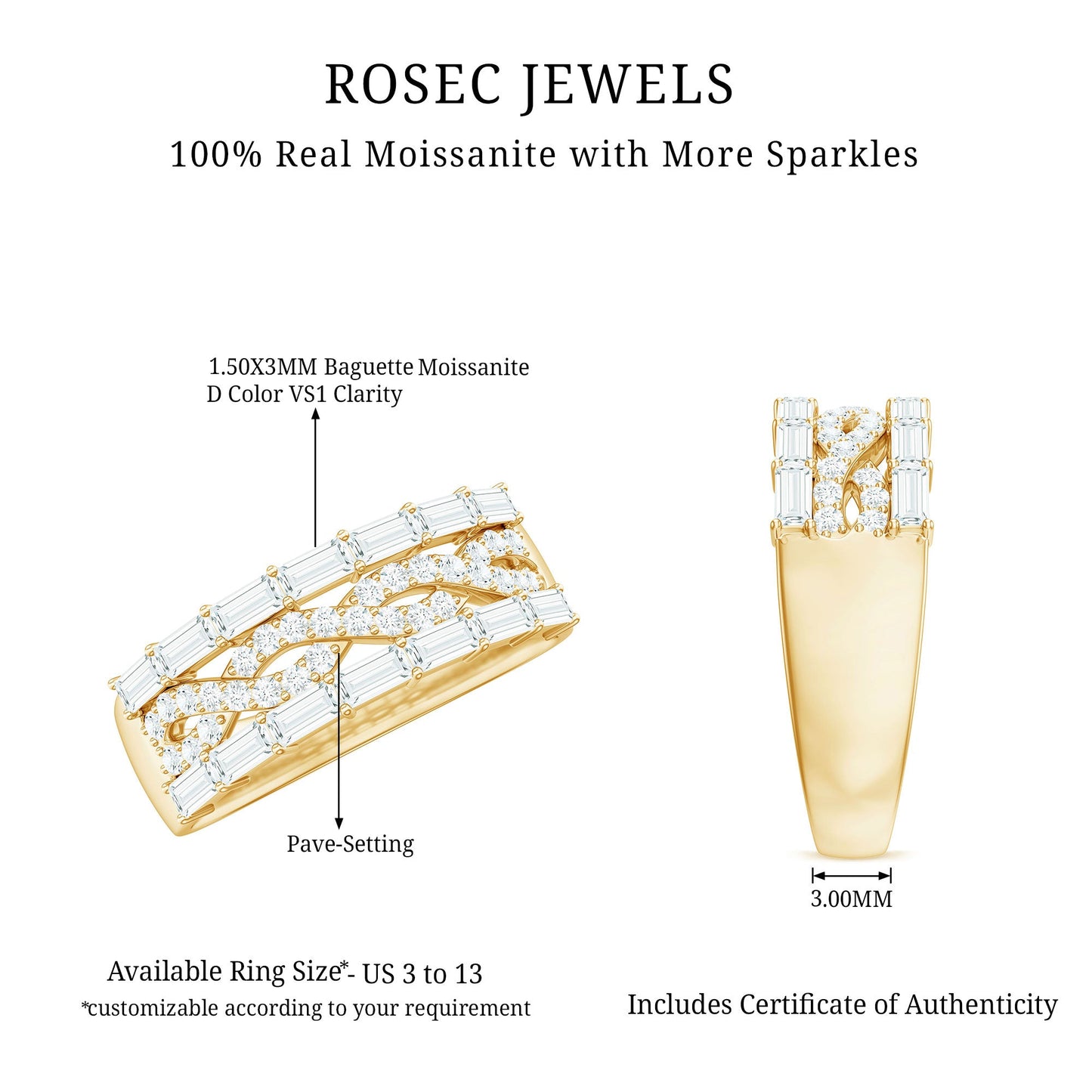 Infinity Style Moissanite Half Eternity Band Ring