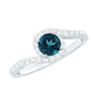 London Blue Topaz Bypass Promise Ring with Diamond Halo