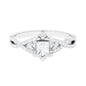 Natural Princess Cut Diamond Flower Engagement Ring with Crossover Shank