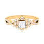 Natural Princess Cut Diamond Flower Engagement Ring with Crossover Shank