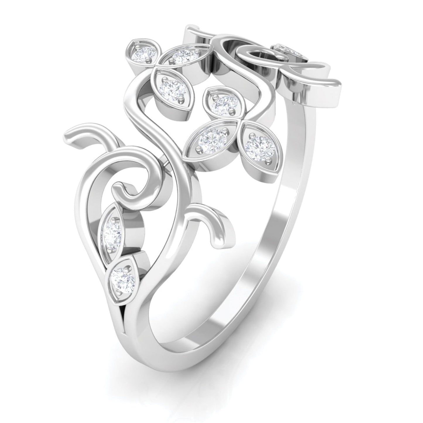 Nature Inspired Diamond Vine Ring for Women
