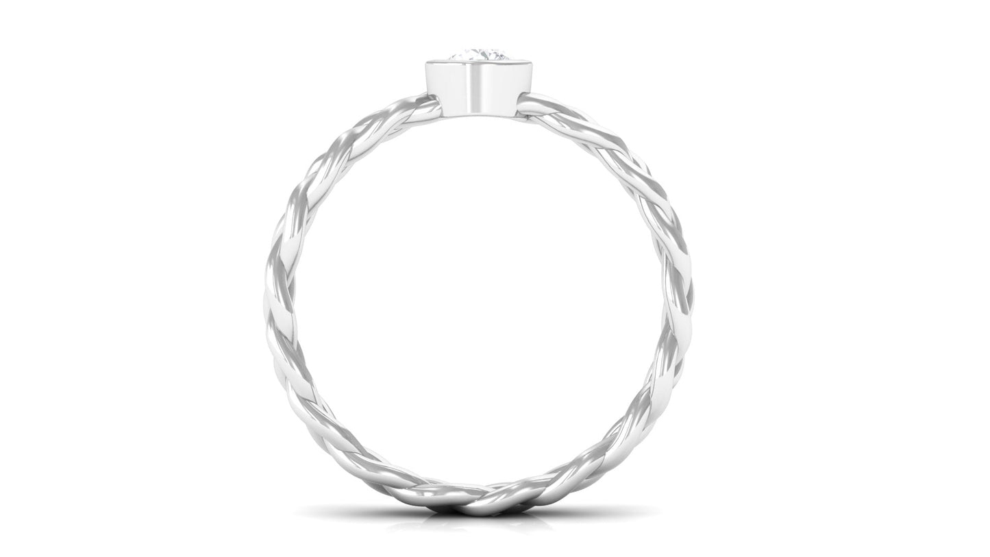 Real Diamond Promise Ring with Braided Shank