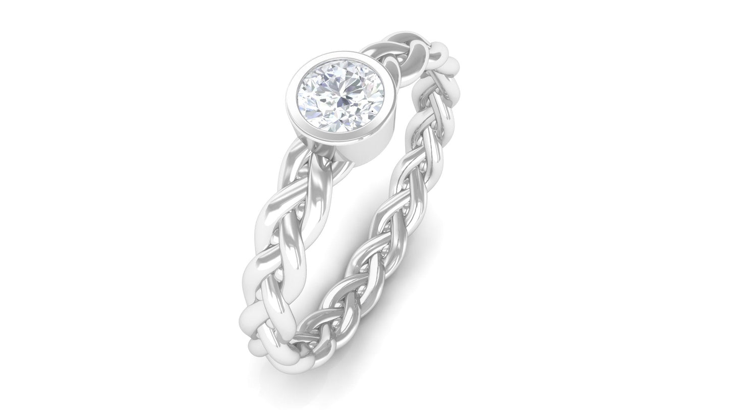 Real Diamond Promise Ring with Braided Shank