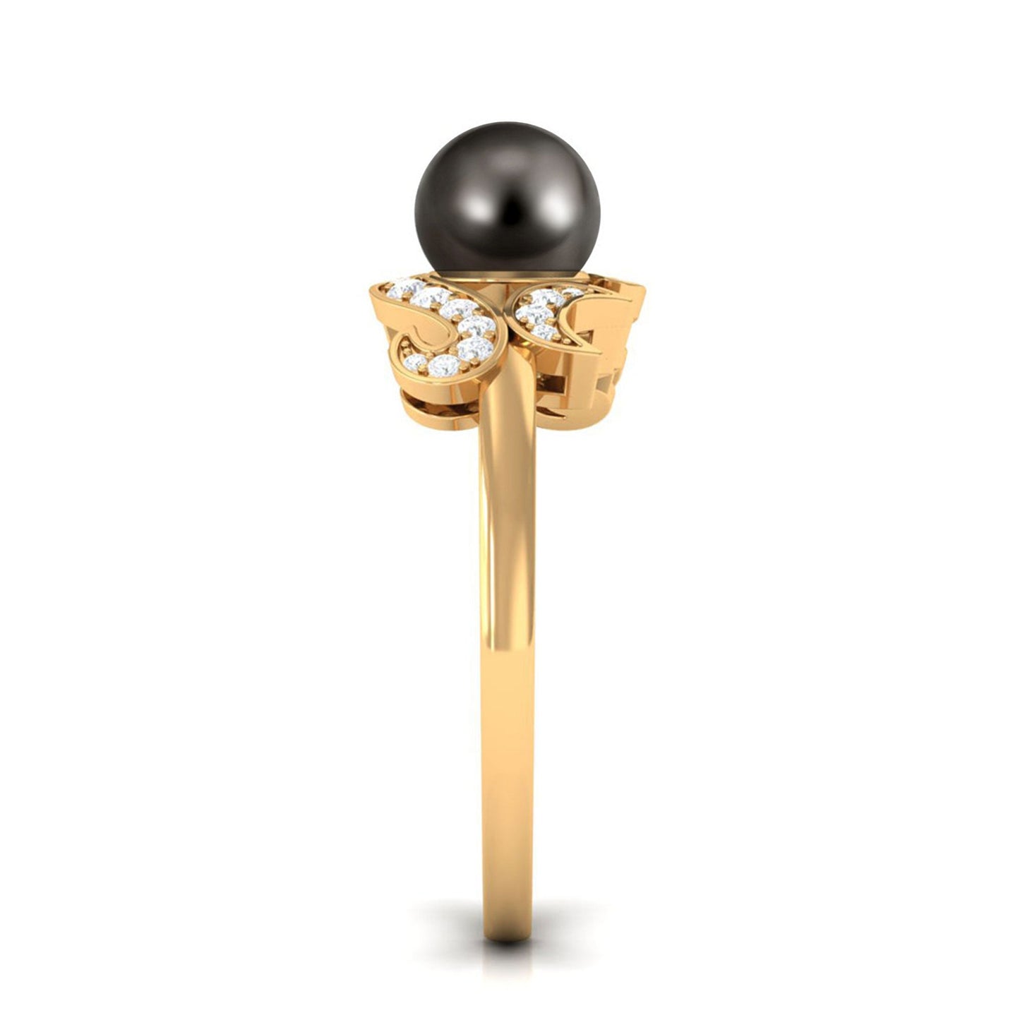 Designer Tahitian Pearl Engagement Ring with Diamond