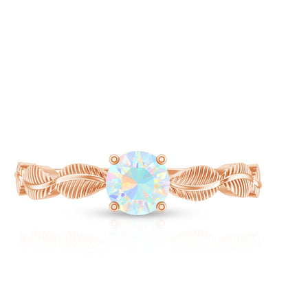 Nature Inspired Solitaire Ethiopian Rainbow Opal Leaf Ring