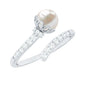 Natural 2 Carat Freshwater Pearl Wrap Ring with Diamond