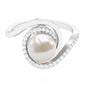 Natural 7.4 carat Freshwater Pearl Engagement Ring with Diamond Bypass Shank