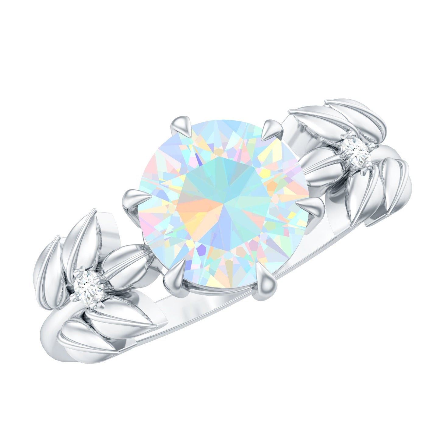 Nature Inspired 2 Carat Ethiopian Opal Diamond Engagement Ring