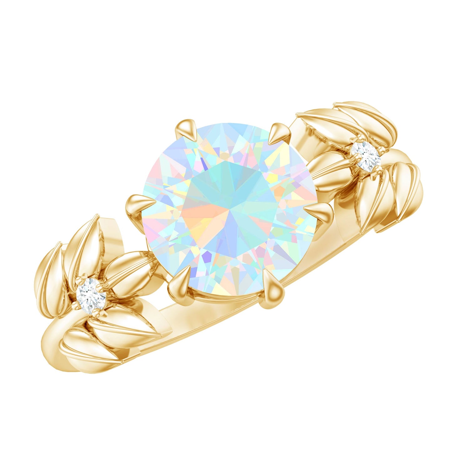Nature Inspired 2 Carat Ethiopian Opal Diamond Engagement Ring