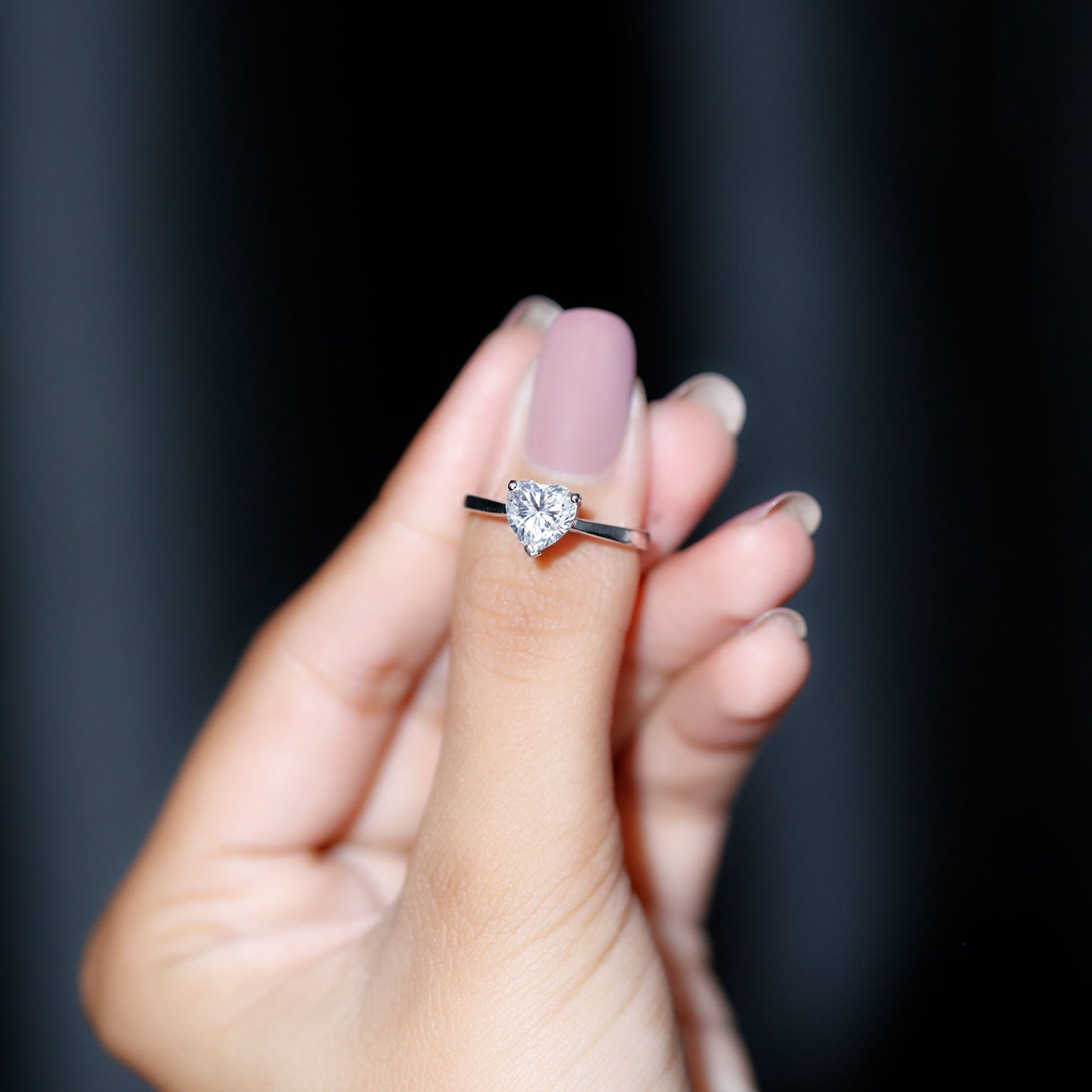 Certified 1.5 Carat Moissanite Heart Ring For Women