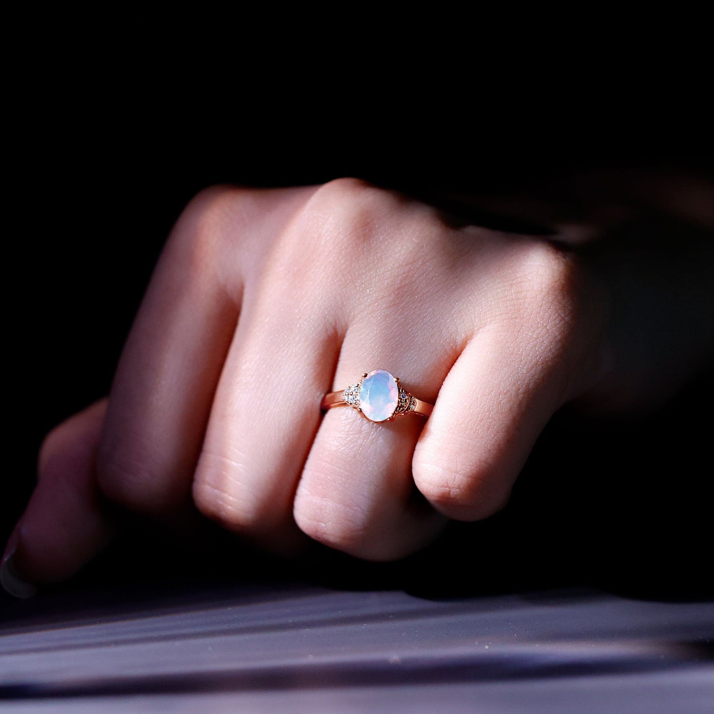 1.2 Carat Classic Ethiopian Opal Oval Engagement Ring