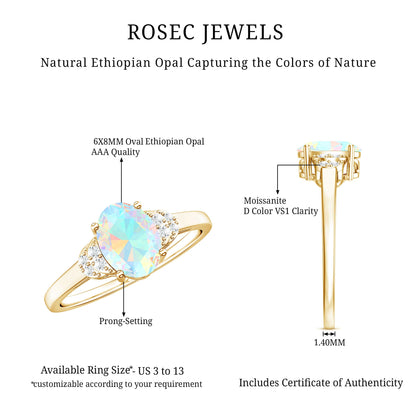 1.2 Carat Classic Ethiopian Opal Oval Engagement Ring