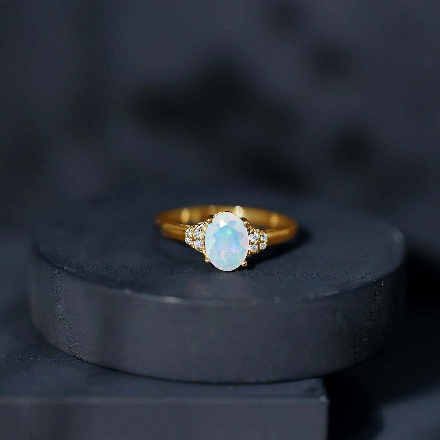 1.2 Carat Classic Ethiopian Opal Oval Engagement Ring
