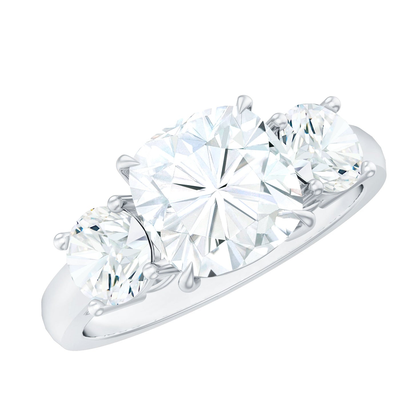 Three Stone Moissanite Engagement Ring with Certificate