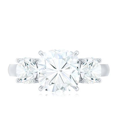 Three Stone Moissanite Engagement Ring with Certificate