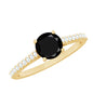 Round Black Onyx Engagement Ring with Diamond Side Stones