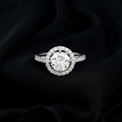Certified 2 Carat Moissanite Engagement Ring with Halo