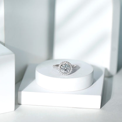 Certified 2 Carat Moissanite Engagement Ring with Halo