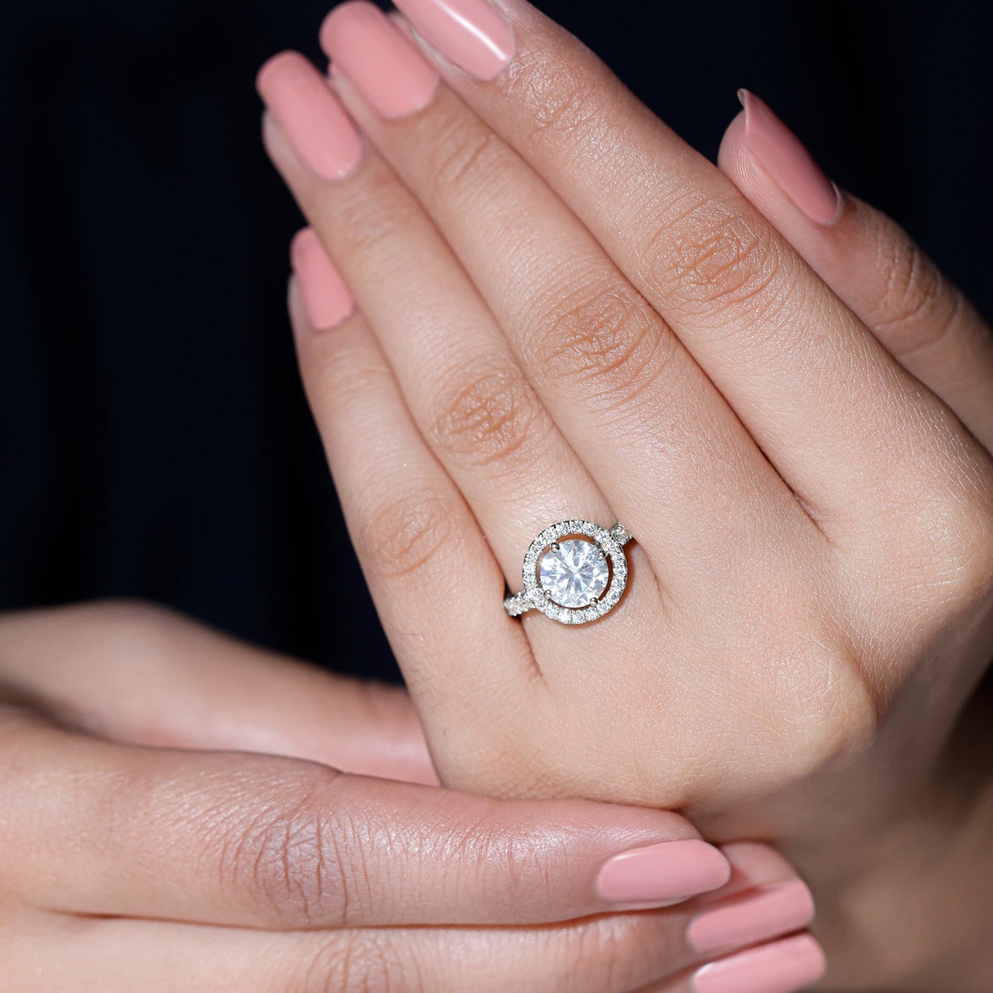 Certified 2 Carat Moissanite Engagement Ring with Halo