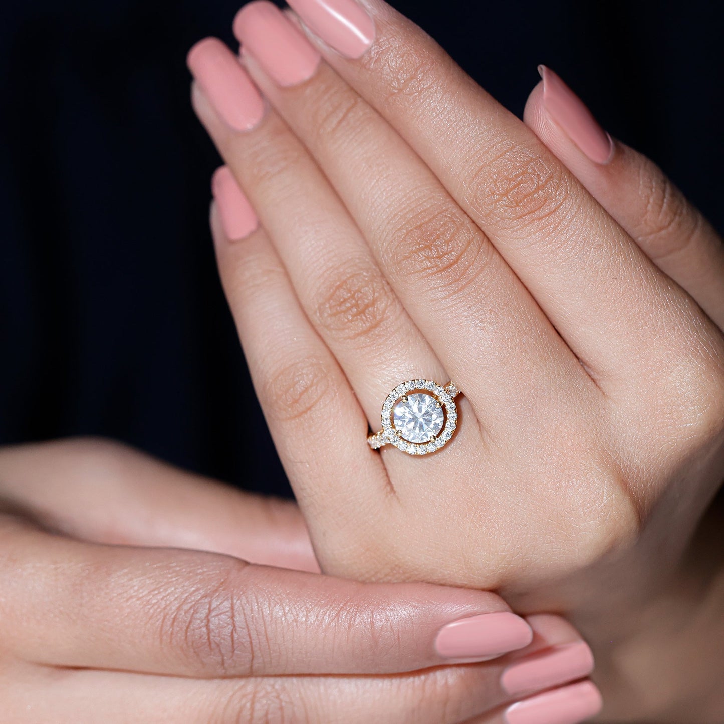 Certified 2 Carat Moissanite Engagement Ring with Halo