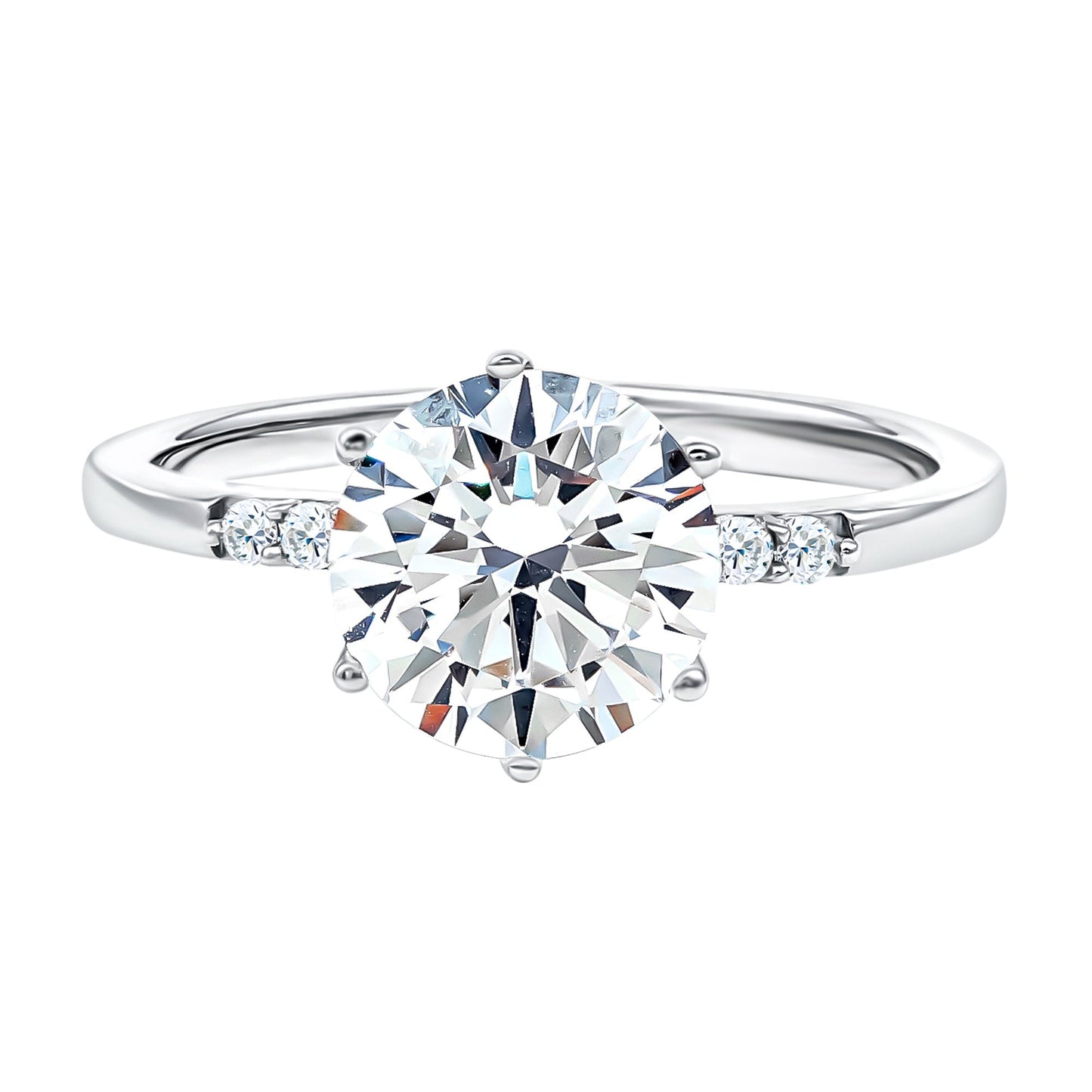 Round Cut 3 Carat Lab Grown Diamond Solitaire Engagement Ring