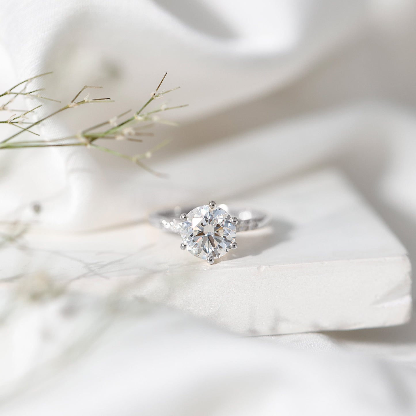 Round Cut 3 Carat Lab Grown Diamond Solitaire Engagement Ring