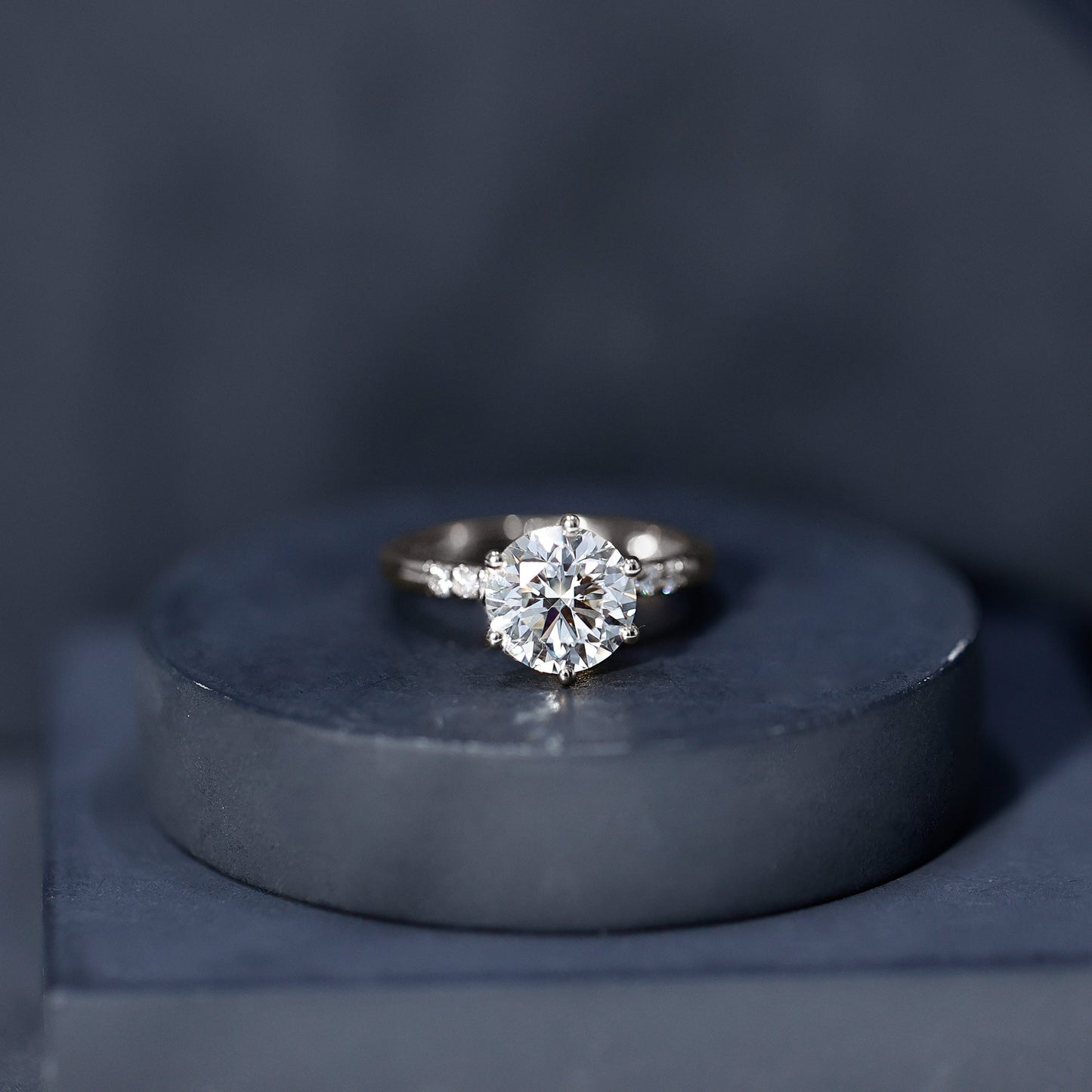 Round Cut 3 Carat Lab Grown Diamond Solitaire Engagement Ring