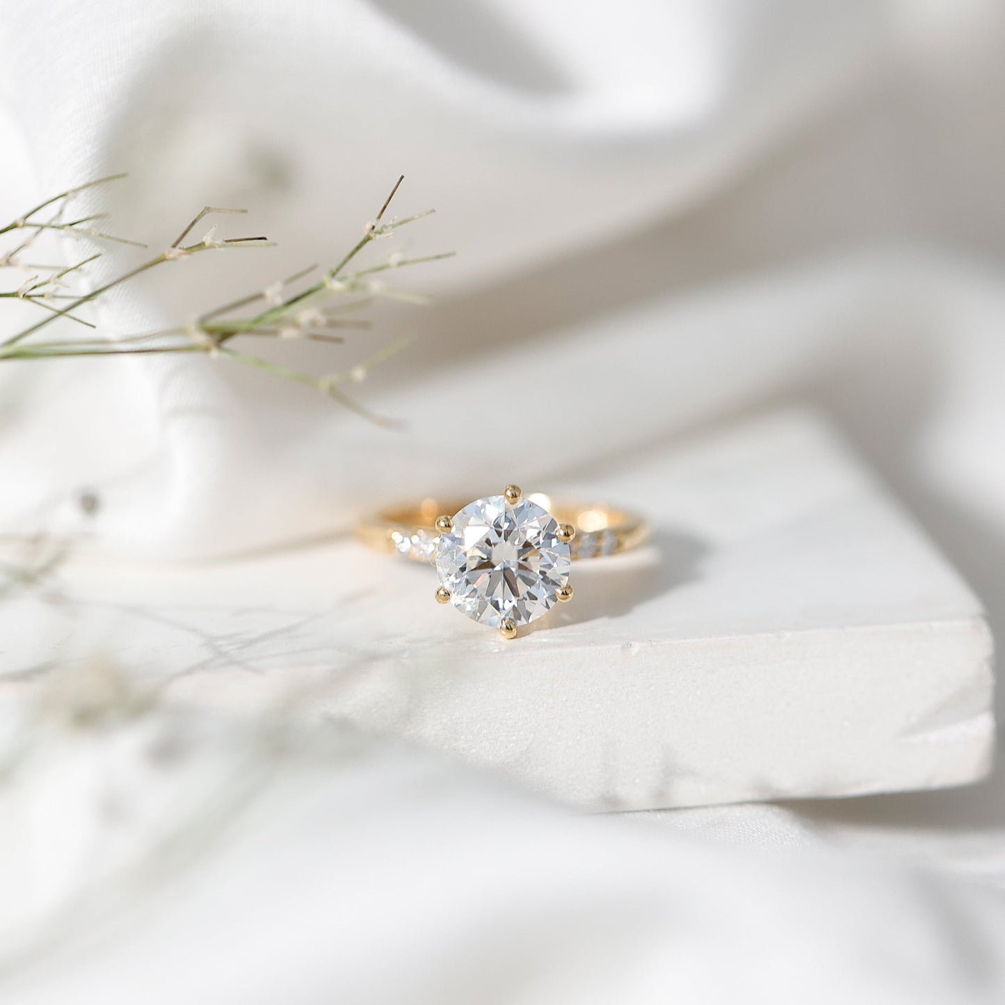 Round Cut 3 Carat Lab Grown Diamond Solitaire Engagement Ring