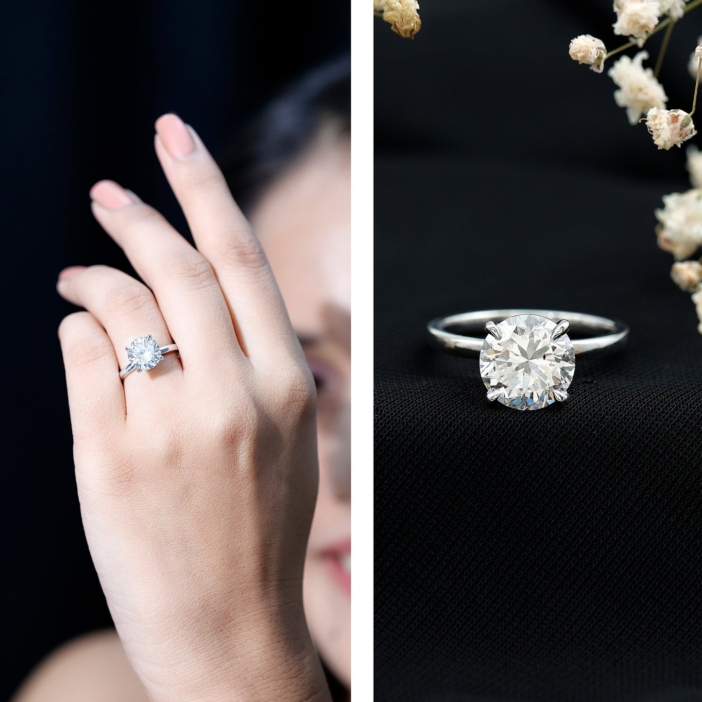 Certified 3 Carat Lab Grown Diamond Solitaire Engagement Ring