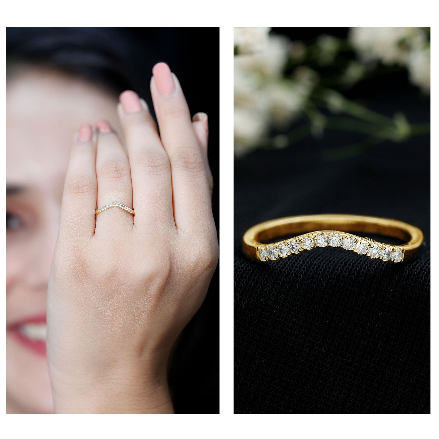 Certified Lab Grown Diamond Curved Stackable Ring