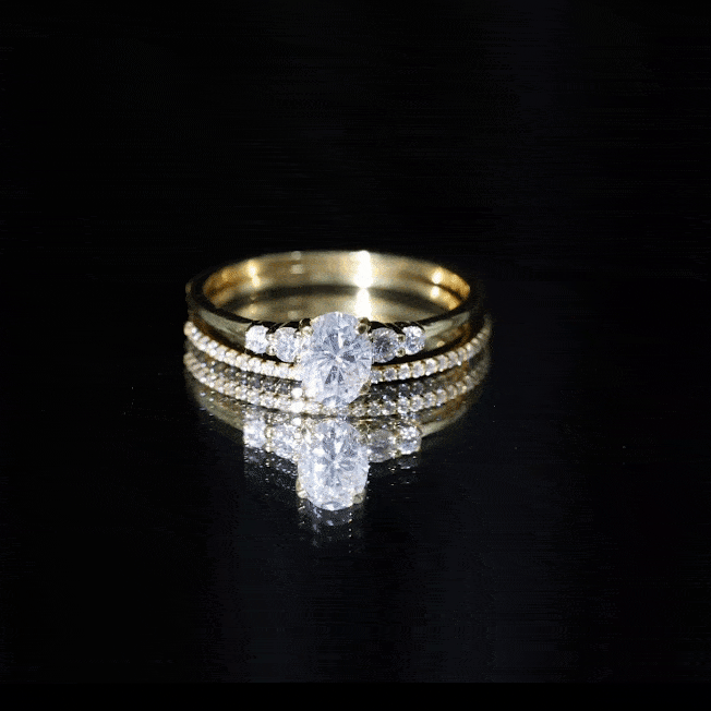 2 Carat Oval Shape Lab Diamond Bridal Ring Set with IGI Certificate