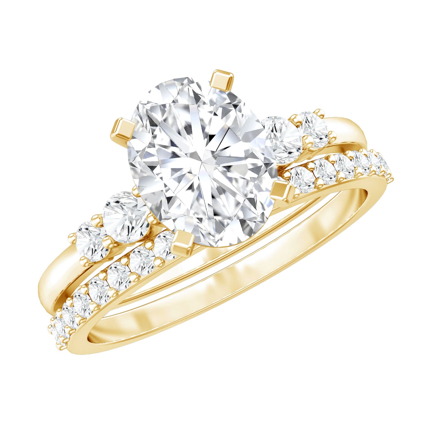 2 Carat Oval Shape Lab Diamond Bridal Ring Set with IGI Certificate