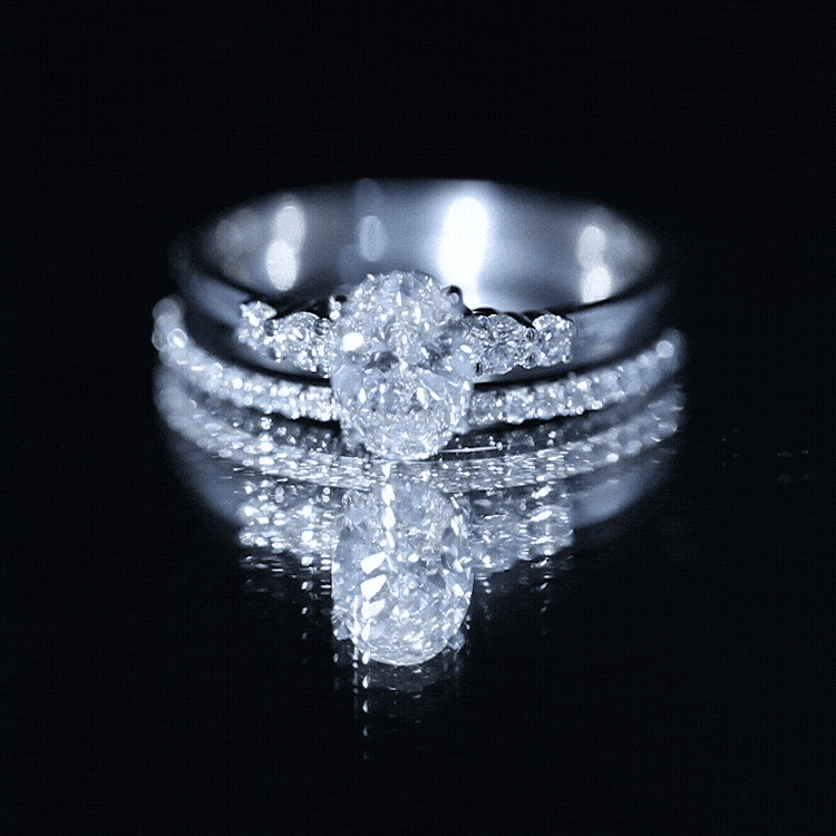 IGI Certified 1 Carat Lab Grown Diamond Engagement Ring with Wedding Band
